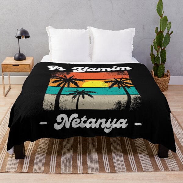 Item preview, Ir Yamim, Netanya, Israel Tropical Palm Trees Beach Retro designed and sold by HebrewHipster.