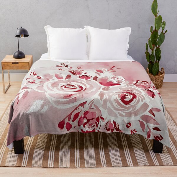 Item preview, Encantadoras flores rosadas: estampado floral de acuarela sobre blanco - Decoración elegante para el hogar designed and sold by PillowTalkyZone.