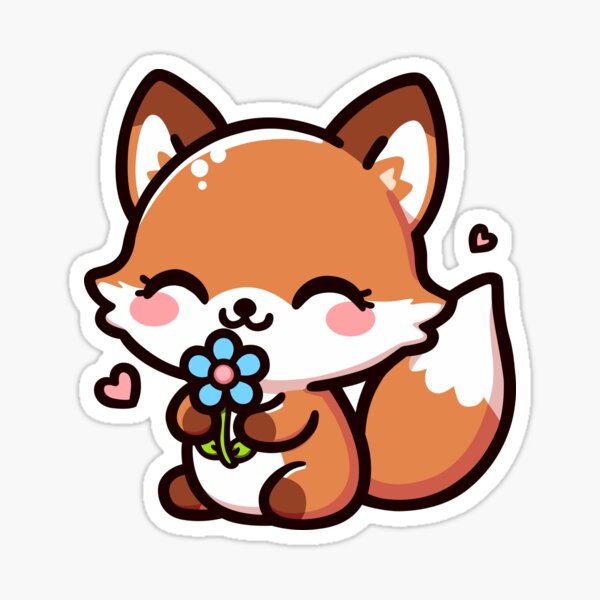 Item preview, Fox with flower designed and sold by Delidream.