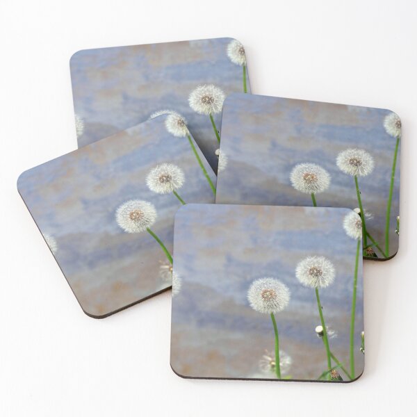 Item preview, White dandelions on blue wall background designed and sold by olena2552.