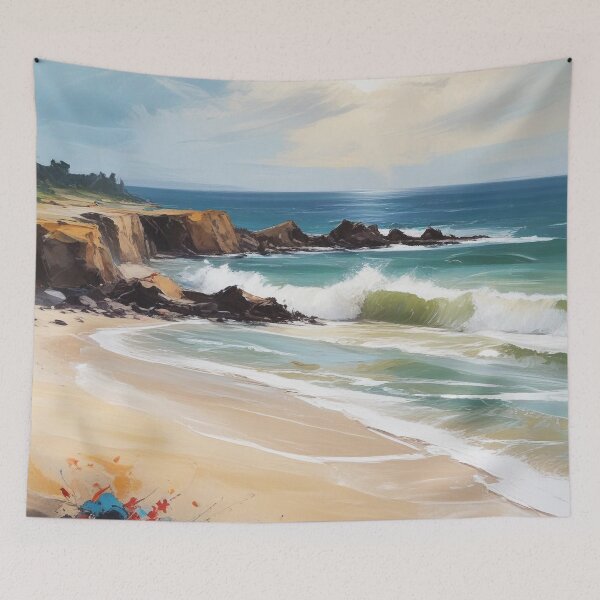 Item preview, Beautiful beach view acrylic painting print design designed and sold by Anshu3813.