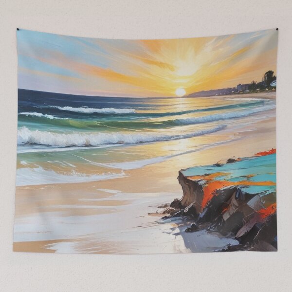 Item preview, Beautiful beach view acrylic painting print design designed and sold by Anshu3813.