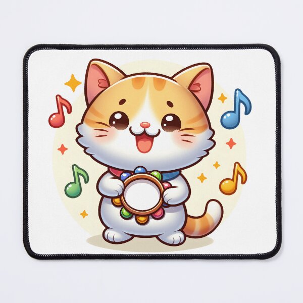 Item preview, Tambourine Player Cute Tambourinist Cat designed and sold by WildPalette-Art.