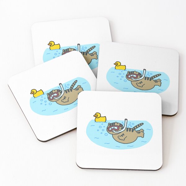 Item preview, a Cat and a Duck enjoying snorkeling designed and sold by superbaechoo.