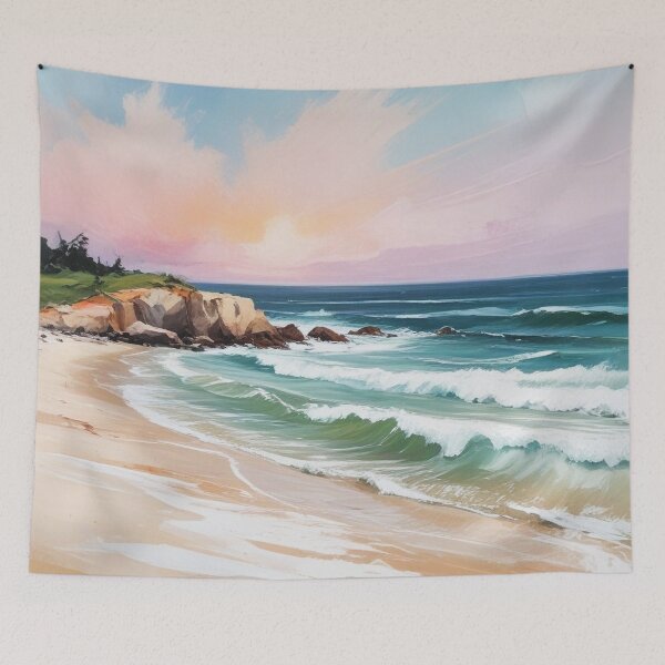 Item preview, Beautiful beach view acrylic painting print design designed and sold by Anshu3813.