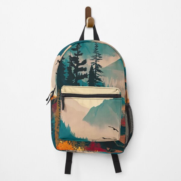 Item preview, Vibrant Blue teal Sunset with fog on landscape ver 6 with flock of Birds designed and sold by CosmicNook1.