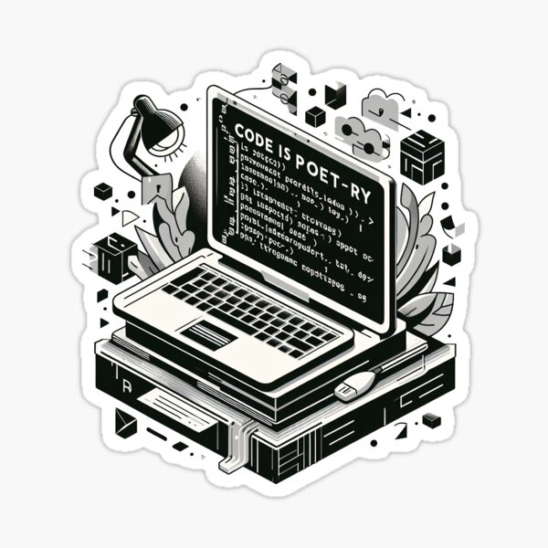 "Code is Poetry | Monochrome Elegance: Coding as Art" Sticker for Sale ...