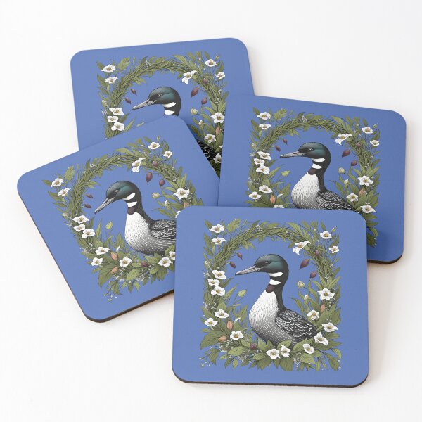 Item preview, Common Loon Surrounded By Lady's Slipper Flowers 2 designed and sold by taiche.