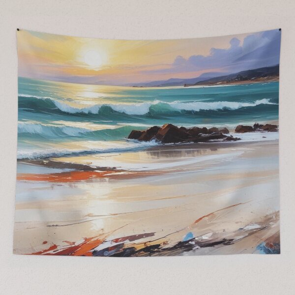 Item preview, Beautiful beach view acrylic painting print design  designed and sold by Anshu3813.