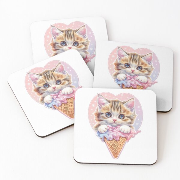 Item preview, Cute Cat With Ice Cream designed and sold by NicolasGlowArt.