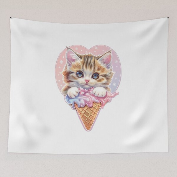 Artikelvorschau, Süße Katze mit Eis entworfen und verkauft von NicolasGlowArt.
