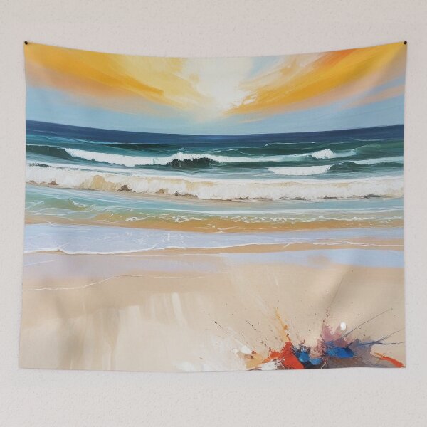 Item preview, Beautiful beach view acrylic painting print design  designed and sold by Anshu3813.