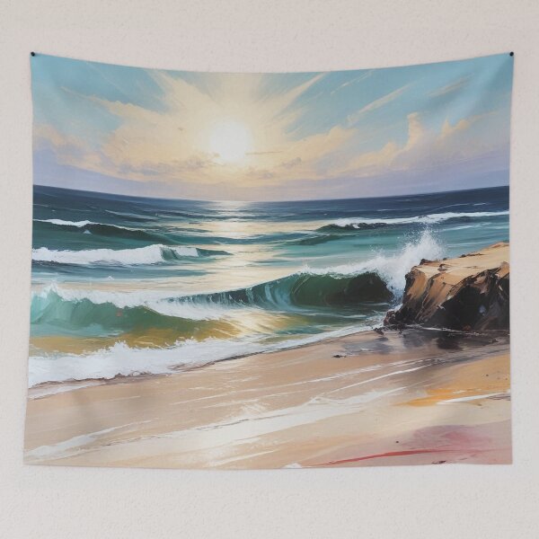 Item preview, Beautiful beach view acrylic painting print design  designed and sold by Anshu3813.