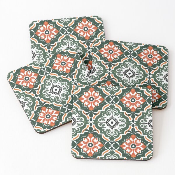 Item preview, Classic Spanish Ceramic Tiles with Floral and Geometric Design designed and sold by VoyteksDesigns.
