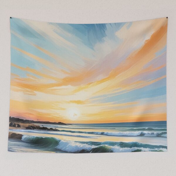 Item preview, Beautiful beach view acrylic painting print design  designed and sold by Anshu3813.