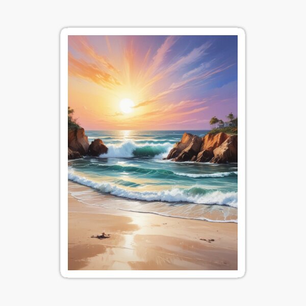 Item preview, Beautiful sea beach view acrylic painting print design  designed and sold by Anshu3813.