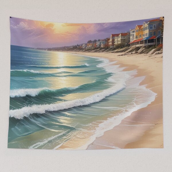 Item preview, Beautiful sea beach view acrylic painting print design  designed and sold by Anshu3813.