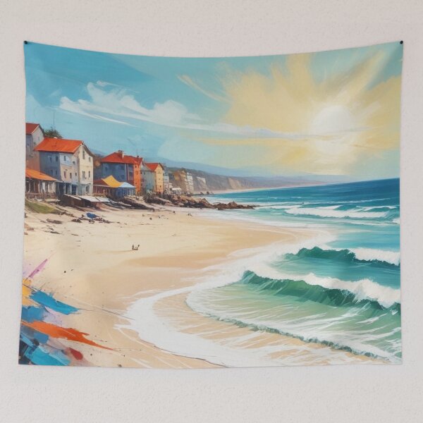 Item preview, Beautiful sea beach view acrylic painting print design  designed and sold by Anshu3813.