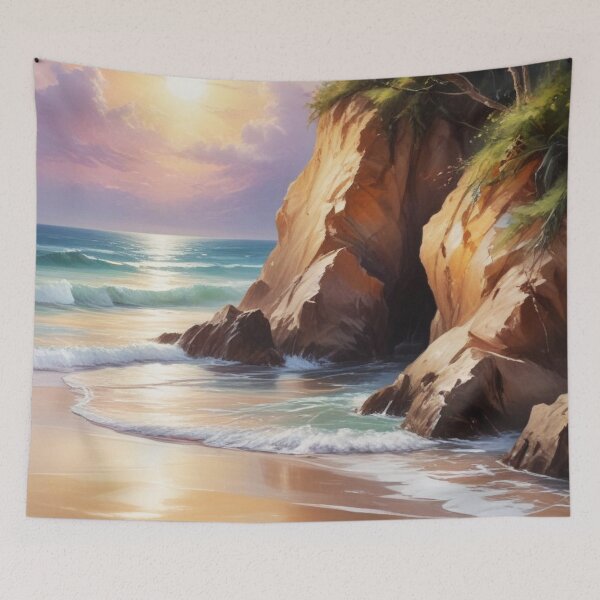 Item preview, Beautiful sea beach view acrylic painting print design  designed and sold by Anshu3813.
