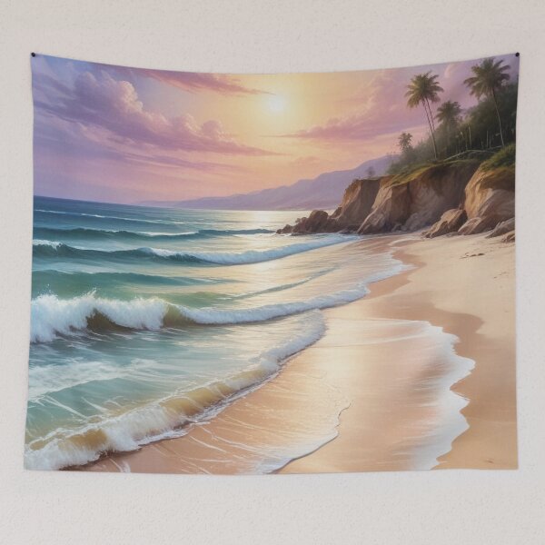 Item preview, Beautiful sea beach view acrylic painting print design  designed and sold by Anshu3813.