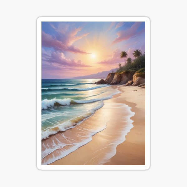 Item preview, Beautiful sea beach view acrylic painting print design  designed and sold by Anshu3813.