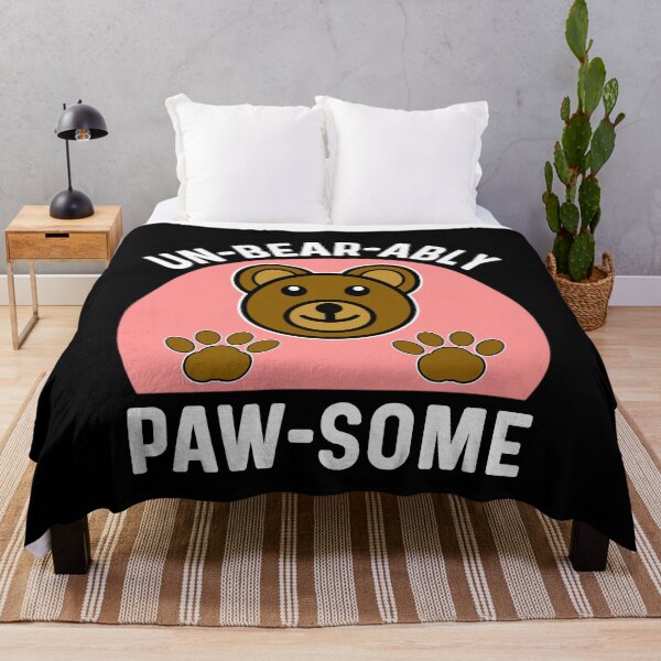 Item preview, Unbearably Pawsome, Cute Funny Brown Grizzly Bear Pun designed and sold by Sunserize Designs.