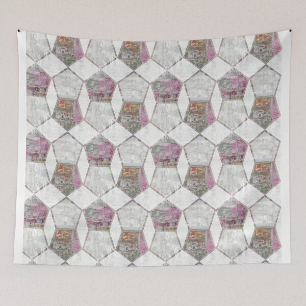 Item preview, geometric pentagon shape white designed and sold by Alessandro Remo Mazzoni Remotextiles.