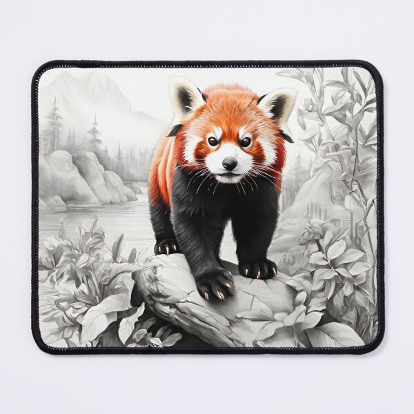 Item preview, Black and white Red Panda pencil drawing designed and sold by Pencil-Art.