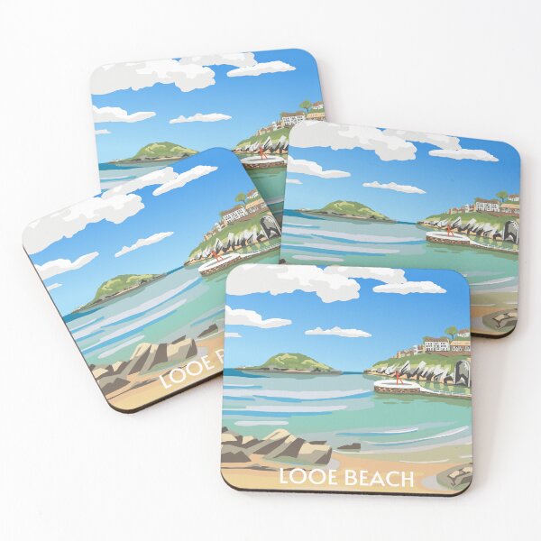 Item preview, Looe Beach Travel Poster Banjo Pier Cornwall designed and sold by REVELartdesign.