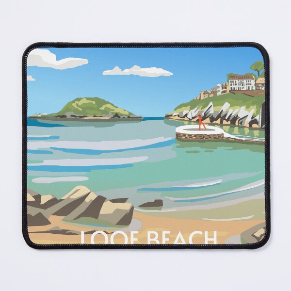 Item preview, Looe Beach Travel Poster Banjo Pier Cornwall designed and sold by REVELartdesign.