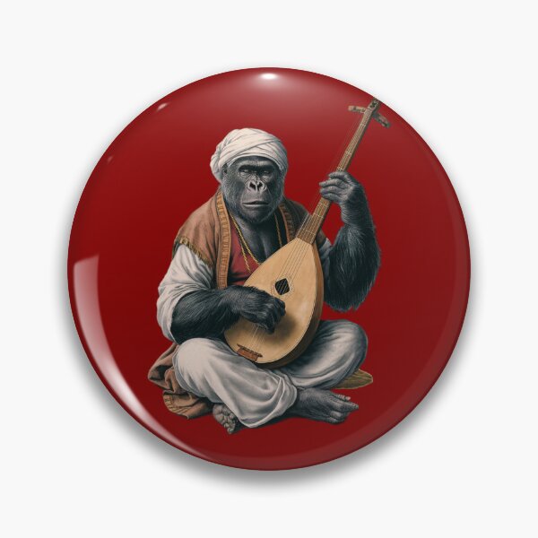 Item preview, Gorilla holdin a long stringed musical instrument designed and sold by 123ks.