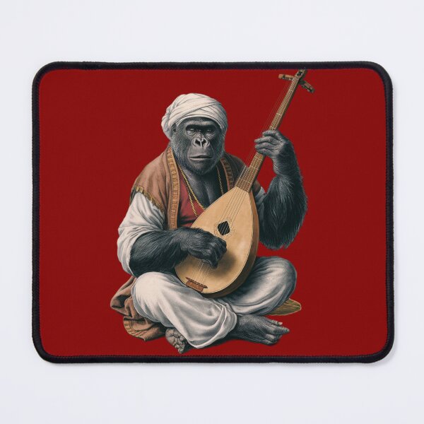 Item preview, Gorilla holdin a long stringed musical instrument designed and sold by 123ks.