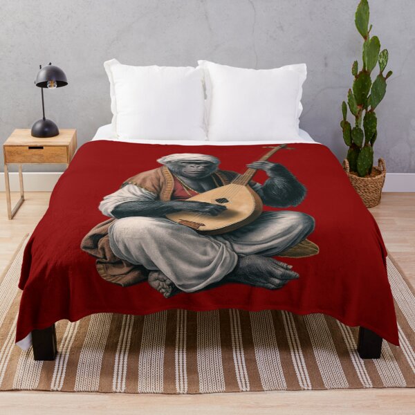 Item preview, Gorilla holdin a long stringed musical instrument designed and sold by 123ks.