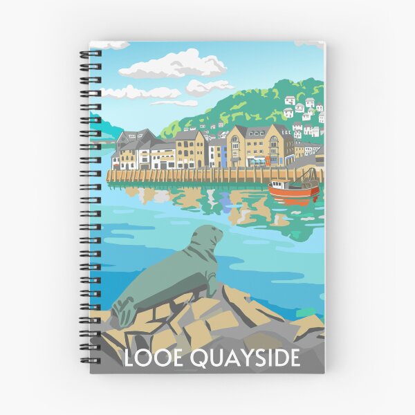 Item preview, Looe Quayside Cornwall Nelson Seal Travel Poster Art designed and sold by REVELartdesign.