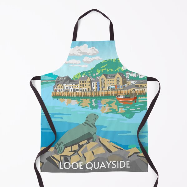 Item preview, Looe Quayside Cornwall Nelson Seal Travel Poster Art designed and sold by REVELartdesign.