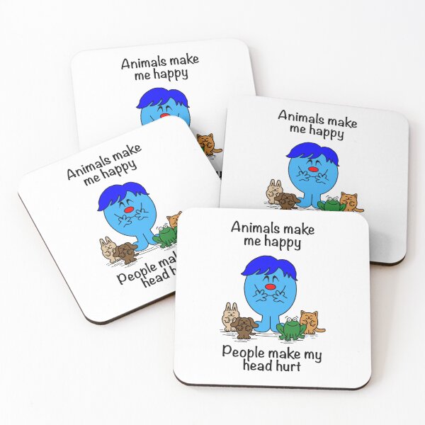 Item preview, Mr. Men Animals Make Me Happy People Make My Head Hurt designed and sold by Scat the cat.