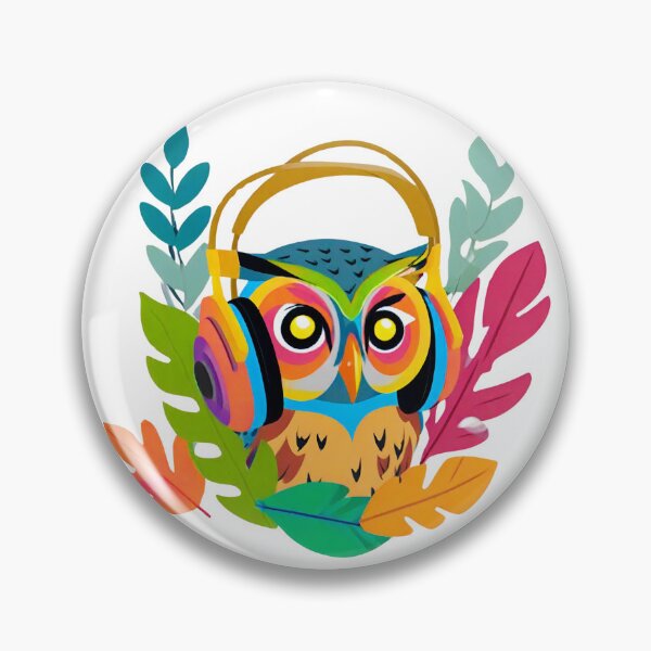 Item preview, Colorful owl with headphones designed and sold by maggiesens.