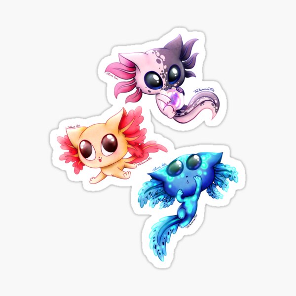 Vista previa del artículo con la obra «AXOLOGATOS CHIBI», diseñado y vendido por AnimationPixie.