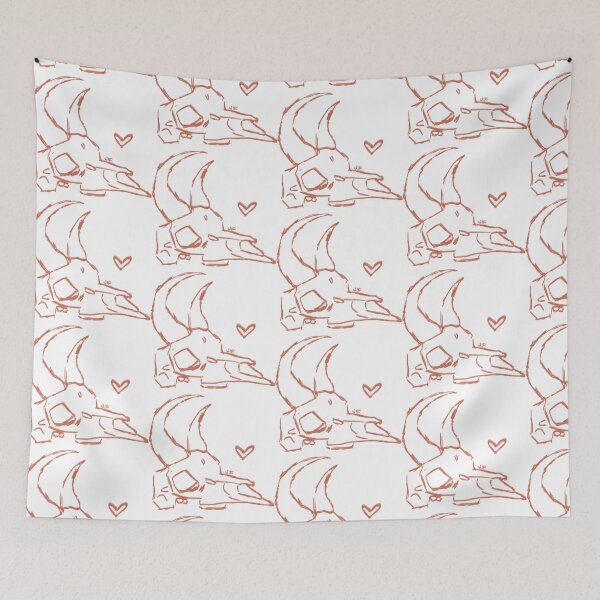Item preview, #074 Gazelle Skull - Sketch Outline - Red on White designed and sold by Jasmine Froley.