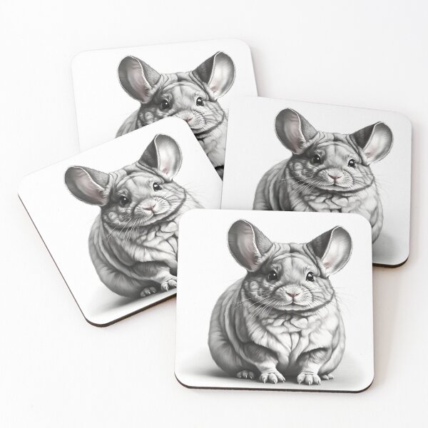 Item preview, Black and white chinchilla pencil drawing designed and sold by Pencil-Art.