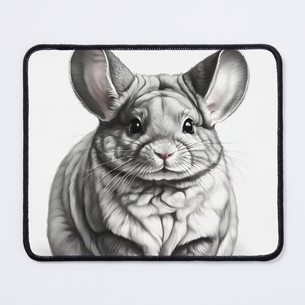 Item preview, Black and white chinchilla pencil drawing designed and sold by Pencil-Art.