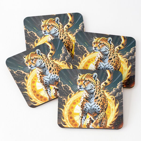 Item preview, Cheetah Running Against a Swirling Sun, Ai Generated Art  designed and sold by ACC .