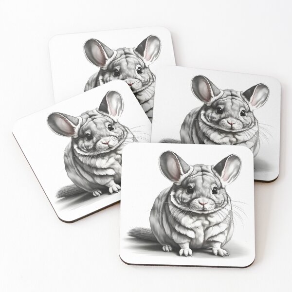 Item preview, Black and white chinchilla pencil drawing designed and sold by Pencil-Art.