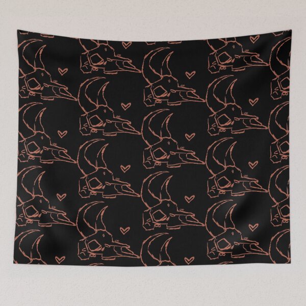 Item preview, #074 Gazelle Skull - Sketch Outline - Red on Black designed and sold by Jasmine Froley.