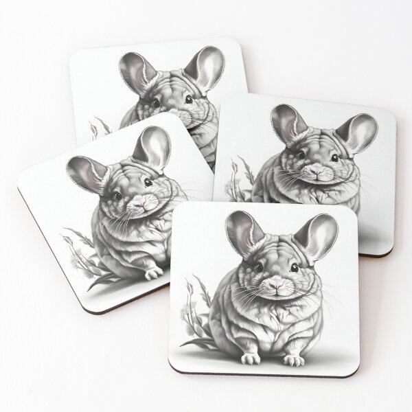 Item preview, Black and white chinchilla pencil drawing designed and sold by Pencil-Art.