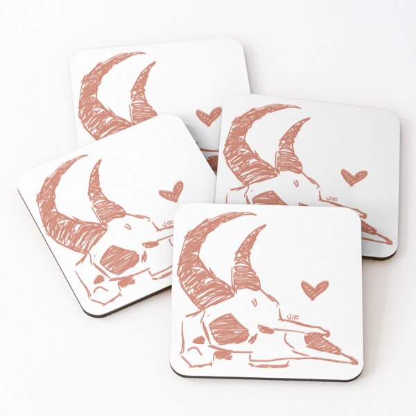 Item preview, #074 Cráneo de gacela - Boceto relleno - Rojo sobre blanco designed and sold by Jasmine Froley.