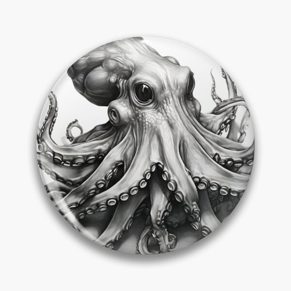 Item preview, Black and white Octopus pencil drawing designed and sold by Pencil-Art.