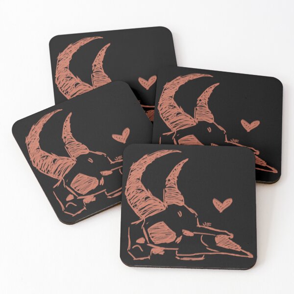 Item preview, #074 Cráneo de gacela - Boceto relleno - Rojo sobre negro designed and sold by Jasmine Froley.