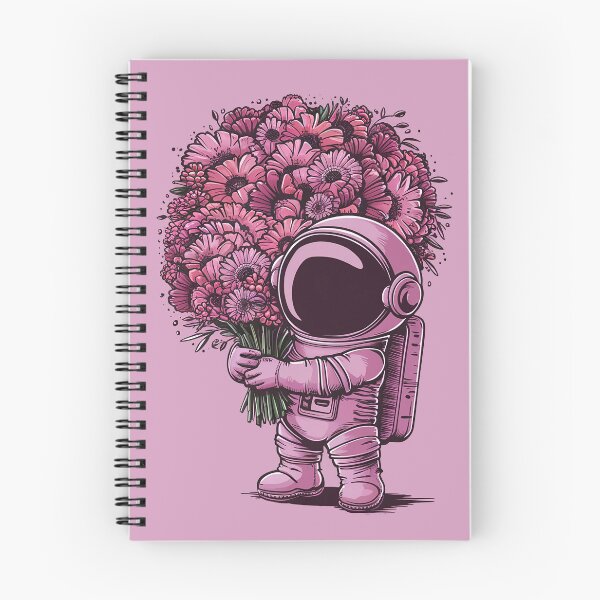 Item preview, super cute and mischievous astronaut holds a giant flowers bouquet. designed and sold by 90's Misaki.