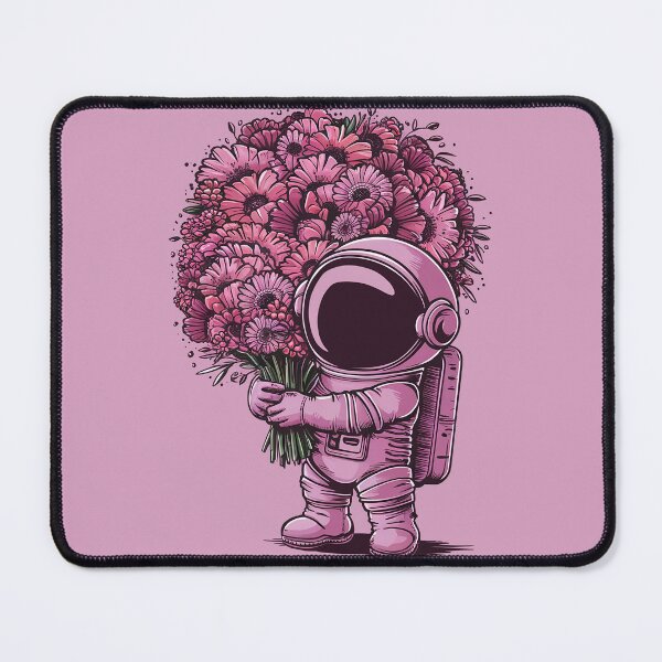 Item preview, super cute and mischievous astronaut holds a giant flowers bouquet. designed and sold by 90's Misaki.
